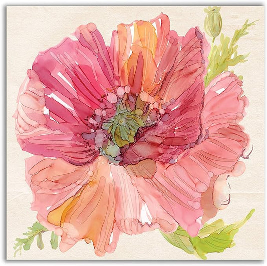 Wexford Home Botanical Poppy Gallery Wrapped Canvas Wall Art, 10x10