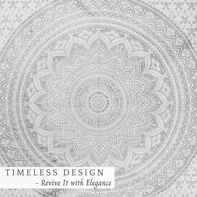 RAJRANG Silver Ombre Mandala Tapestry Cotton Wall Hanging Hippy Tapestries Hippie Beach Throw College Dorm Decor Bohemian Boho Bedsheet 84x90 Inches