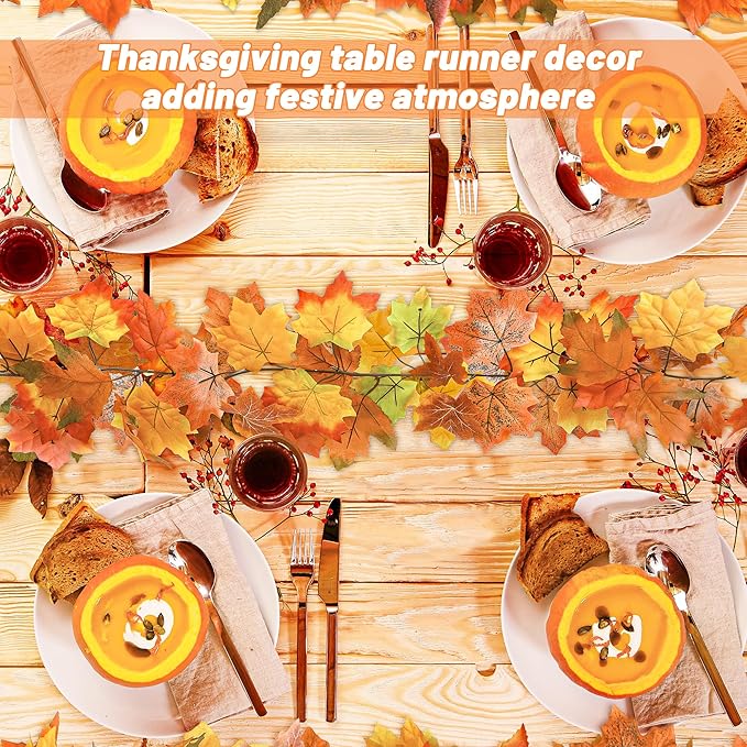 8 Pack Fall Garland Maple Leaf Clearance, Helifall1-8