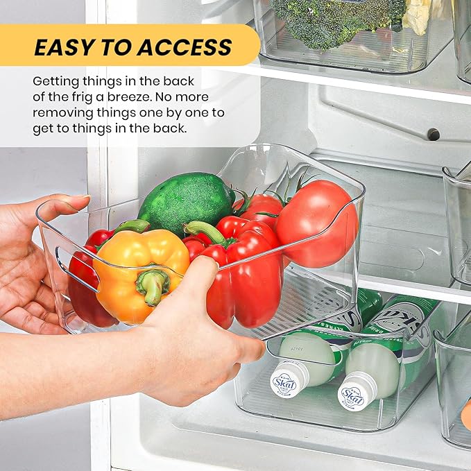 Clear Plastic Storage Bins, Set of 12, Multi-Use Organization and Storage Containers for Pantry, Cabinet, Refrigerator, Freezer, Bathroom, Organizer Bins for Home & Kitchen