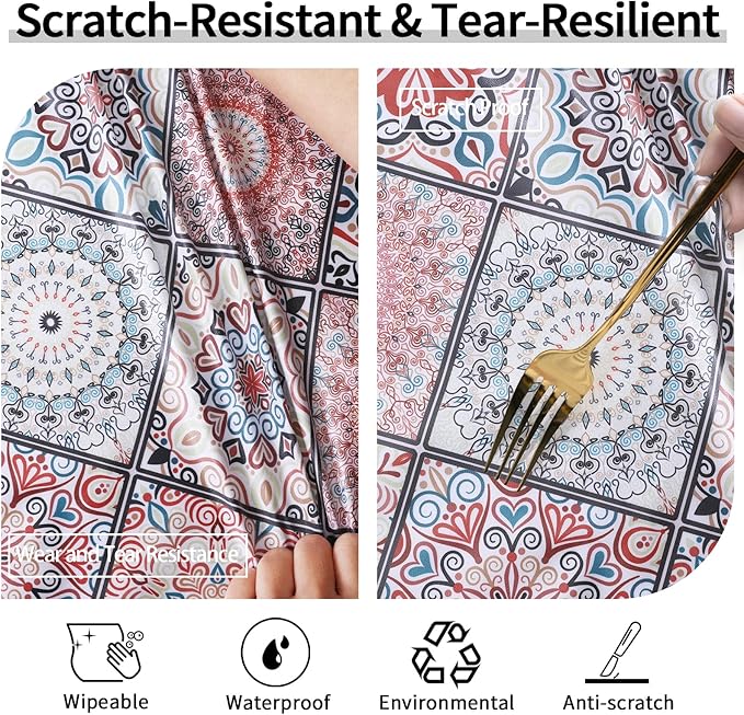 Fitted Round Tablecloth for 36-44" Tables Spring Summer Fall Rustic Stain Resistant Mantel para Mesa Redonda Kitchen Living Room Needs Campers Picnic Inside Outdoors Supplies