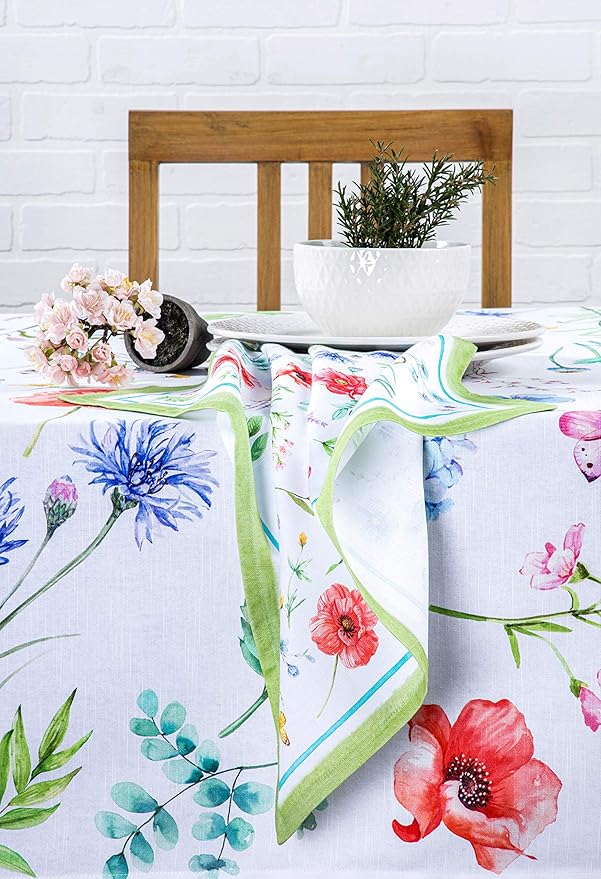 Maison d' Hermine Cloth Napkins Set of 4 100% Cotton Everyday Reusable Square Napkins Cloth Washable, Dinner, Party, Wedding, Restaurant, Spring/Summer (Just Floral, 20" x 20")