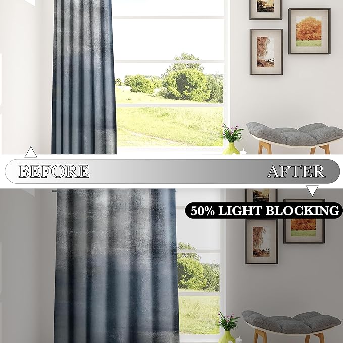Asuexpect Dusty Blue Abstract Curtains 2 Panels Set Navy Grey Geometric Curtain Modern Chic Window Treatments Decorative for Farmhouse Living Room Bedroom Window 50% Darkening Curtain 52x96 Inch