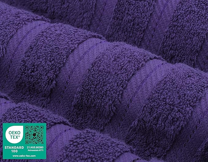 American Soft Linen Luxury Hand Towels for Bathroom, 600 GSM 100% Cotton Turkish 4 Piece Hand Towel Set, 600 GSM Hand Face Towels for Kitchen, Purple Hand Towels