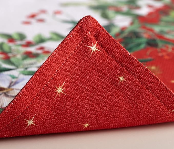 Maison d' Hermine Placemats Set of 4 100% Cotton Washable Cloth Place Mats, Reusable Table Mats for Kitchen Dining Decoration, Party, Wedding, Restaurant (Noel, 13" x 19")