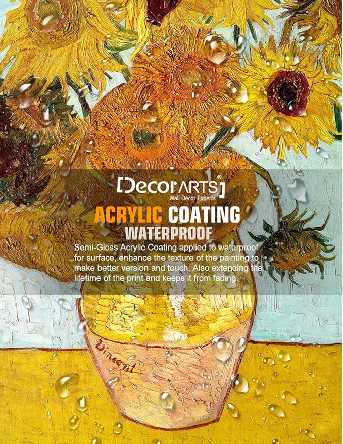 DECORARTS - Twelve Sunflowers, Vincent Van Gogh Art Reproduction. Giclee Canvas Prints Wall Art for Home Decor 20x16