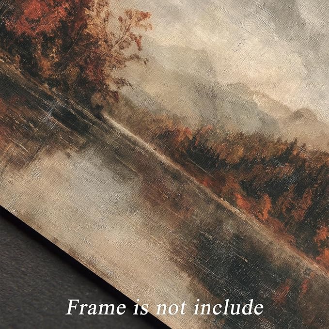 Uniro Vintage Wall Art Prints for Living Room, Farmhouse Lake Landscape Wall Decor, Rustic Country Fall Wall Decor Canvas Prints Vintage Autumn Oil Painting Vintage Art Pictures for Bedroom Bathroom Decor(8" x 10"-UNFRAMED)