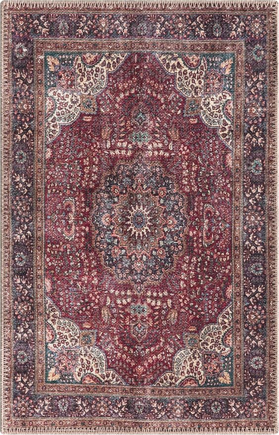 Keen Home Design 2x3 Rug - Machine Washable Entry Rug with Non-Slip Backing, Ideal for Enteryway, Kitchen, Bathroom, Laundry Room - Vintage, Easy Clean, Durable, Low Pile Rug - (2' x 3')