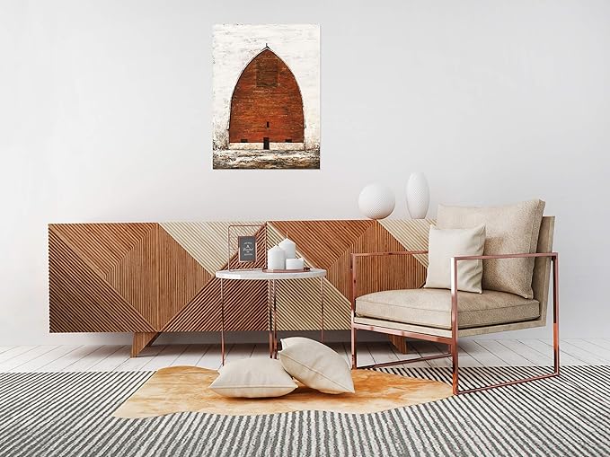 Yihui Arts Red Barn Canvas Wall Art Hand Painted Vintage Farmhouse Oil Paintings Modern Abstract Rustic Decor Pictures for Living Room Bedroom Bathroom Decoration