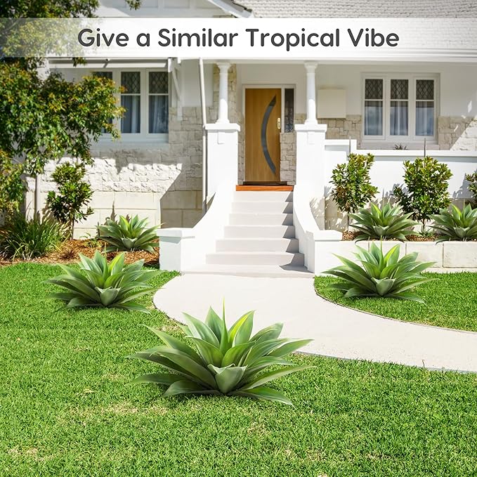 Velener Artificial Agave Plant Set,22 Inch, Faux Aesthetic Plants for Home Decor, Realistic UV Resistant Fake Agave Plants Without Pot, Set of 2