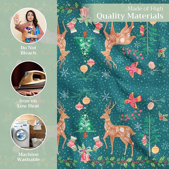 Maison d' Hermine Cloth Napkins Set of 4 100% Cotton Everyday Reusable Square Napkins Cloth Washable, Dinner, Party, Wedding, Restaurant (Hygge Christmas, 20" x 20")