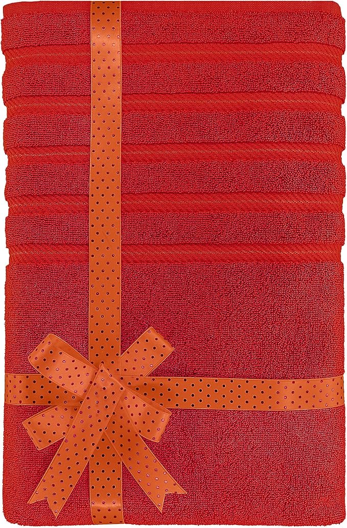 American Soft Linen 35x70 Jumbo Large Bath Towels, 600 GSM 100% Cotton Turkish Bath Sheet, Oversized Luxury Bath Towels for Bathroom Beach and Pool, Red