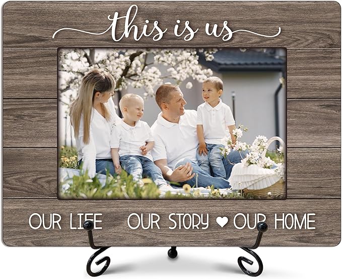 This Is Our Home Photo Frame, House Warming New Home Gifts for Couples Women Men Her Him, Home Office Farmhouse Desk Decor (for 4x6 Photo)-A42