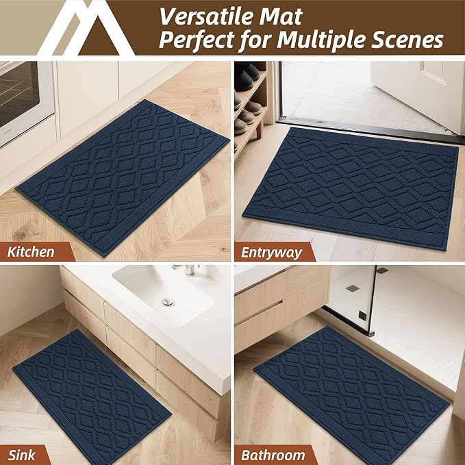 COSY HOMEER-Kitchen-Rugs-and-Mats 20"x32" Non Slip Kitchen Mats for Floor Absorbent Kitchen Rug Washable Kitchen Standing Floor Mat for Sink Mat,Throw Rug,Entry,Laundry,Navy Blue