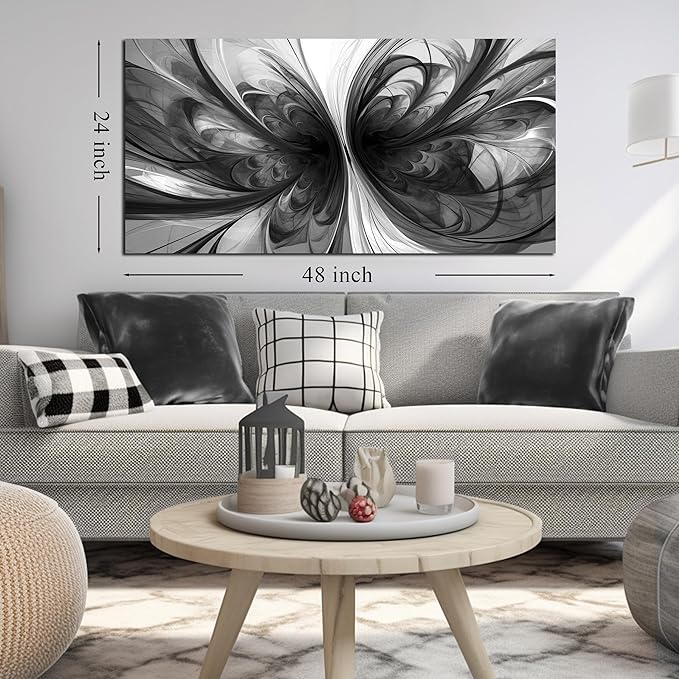 Black and White Pictures for Wall Abstract Art Wall Decor for Living Room Bedroom Office Wall Art 24 x 48 Inch