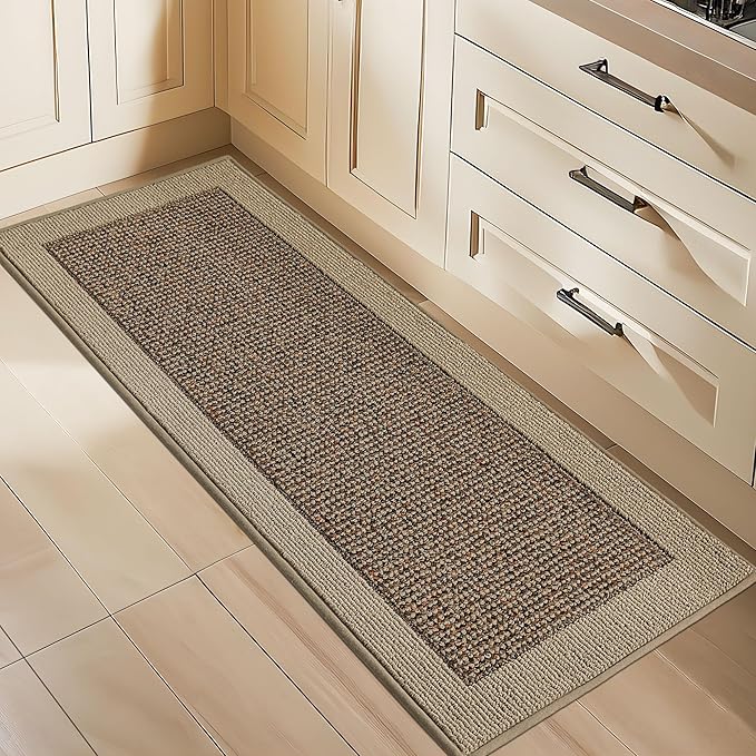 BEQHAUSE Kitchen Runner Rugs 24"x60", Kitchen Rugs Non-Slip Kitchen Mats for Floor, Absorbent and Stain Resistant Kitchen Mats, Machine Washable Rug for Kitchen, Hallway, Laundry & Sink, Taupe