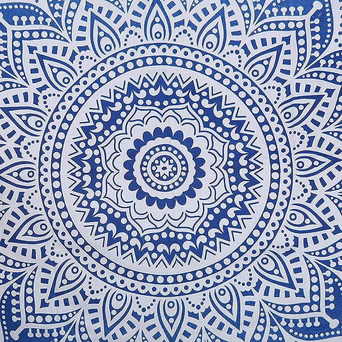 RAJRANG Mandala Tapestry for Bedroom and Living Room Decor Boho Bohemian Wall Hanging Cotton Tapestries (Blue, Ombre, 84x54 Inch, Twin size)