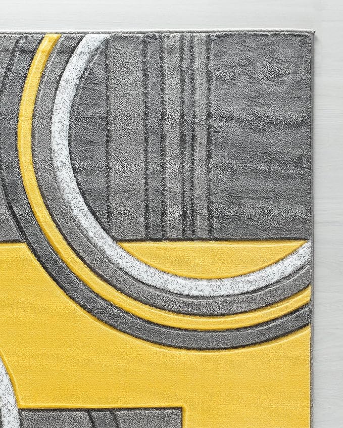 GLORY RUGS Area Rug Modern Soft Hand Carved Contemporary Floor Carpet with Premium Fluffy Texture for Indoor Living Dining Room and Bedroom Area (8x10, Yellow)
