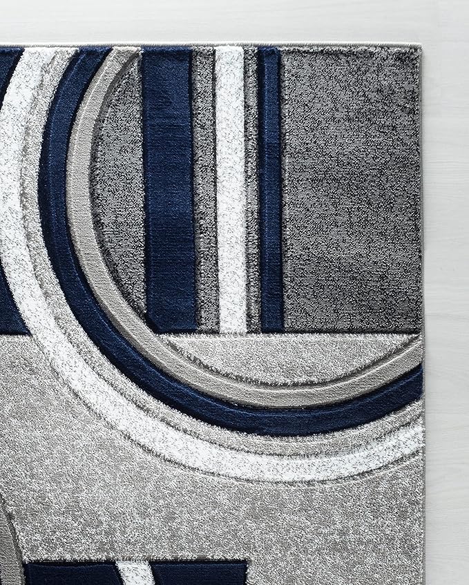 GLORY RUGS Area Rug Modern Soft Hand Carved Contemporary Floor Carpet with Premium Fluffy Texture for Indoor Living Dining Room and Bedroom Area (2x3, Navy)