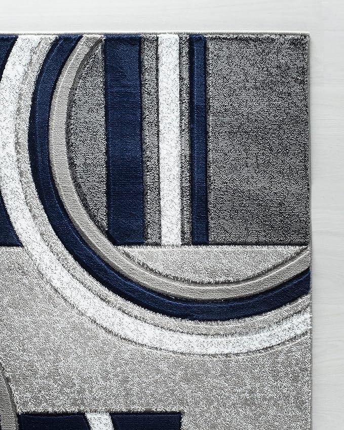 GLORY RUGS Area Rug Modern Soft Hand Carved Contemporary Floor Carpet with Premium Fluffy Texture for Indoor Living Dining Room and Bedroom Area (4x6, Navy)
