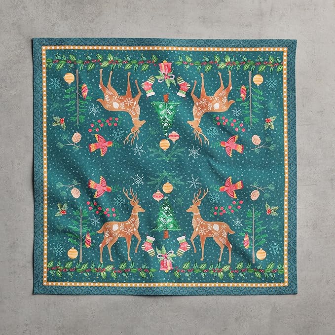 Maison d' Hermine Cloth Napkins Set of 4 100% Cotton Everyday Reusable Square Napkins Cloth Washable, Dinner, Party, Wedding, Restaurant (Hygge Christmas, 20" x 20")