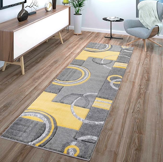 GLORY RUGS Area Rug Modern Soft Hand Carved Contemporary Floor Carpet with Premium Fluffy Texture for Indoor Living Dining Room and Bedroom Area (2x7, Yellow)
