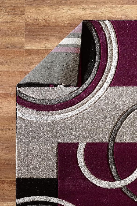 GLORY RUGS Area Rug Modern Soft Hand Carved Contemporary Floor Carpet with Premium Fluffy Texture for Indoor Living Dining Room and Bedroom Area (4x6, Purple)