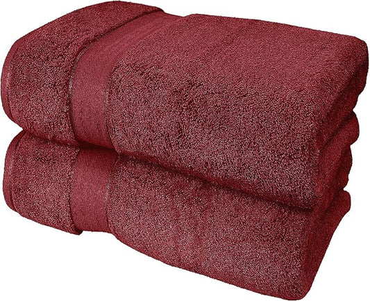 GLAMBURG 700 GSM Premium Oversized Extra Large Cotton Bath Sheet 35x70-100% Combed Cotton - Luxury Hotel & Spa Quality - Durable Ultra Soft Highly Absorbent - Burgundy