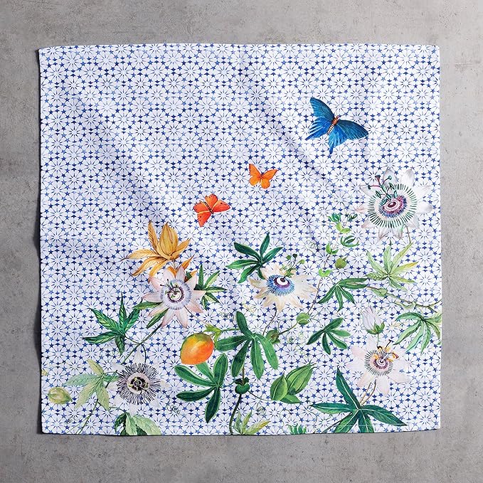Maison d' Hermine Cloth Napkins Set of 4 100% Cotton Everyday Reusable Square Napkins Cloth Washable, Dinner, Party, Wedding, Restaurant, Spring/Summer (Passiflora, 20" x 20")
