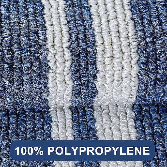 COSY HOMEER Kitchen Rugs Non-Slip 24x35/24x60 Inch Thick Polypropylene Standing Mat for Home Machine Washable, Blue
