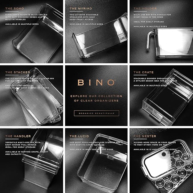 BINO | The Lodge Collection | Plastic Storage Bins - 2 Pack | Multi-Use Organizer With Built-In Handles | BPA-Free | for Pantry, Home, Fridge, and Freezer Organization