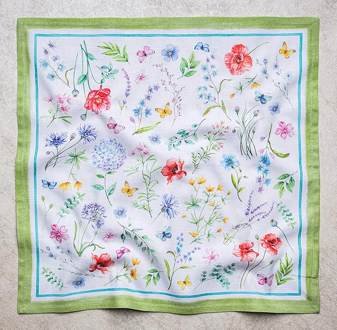 Maison d' Hermine Cloth Napkins Set of 4 100% Cotton Everyday Reusable Square Napkins Cloth Washable, Dinner, Party, Wedding, Restaurant, Spring/Summer (Just Floral, 20" x 20")
