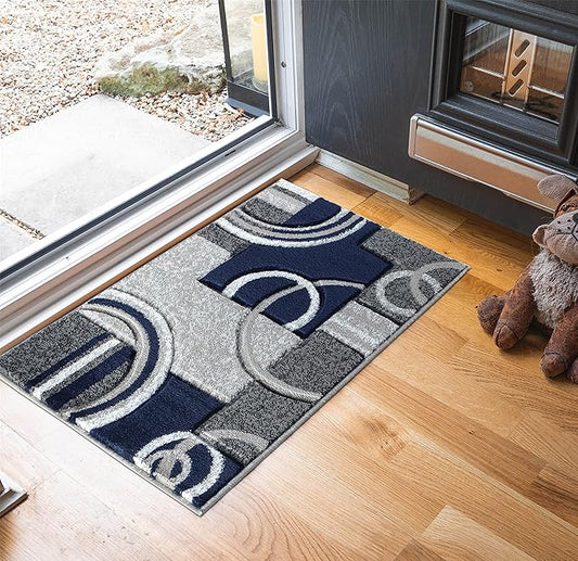 GLORY RUGS Area Rug Modern Soft Hand Carved Contemporary Floor Carpet with Premium Fluffy Texture for Indoor Living Dining Room and Bedroom Area (2x3, Navy)