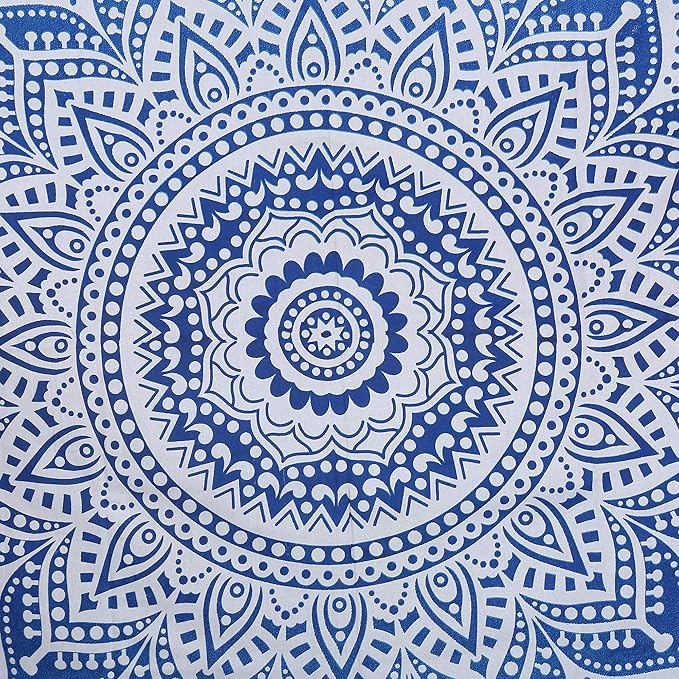 RAJRANG Large Mandala Tapestry for Bedroom and Living Room Wall Hanging Cotton Tapestries (Blue, Ombre, 90x84 Inch, Queen size)