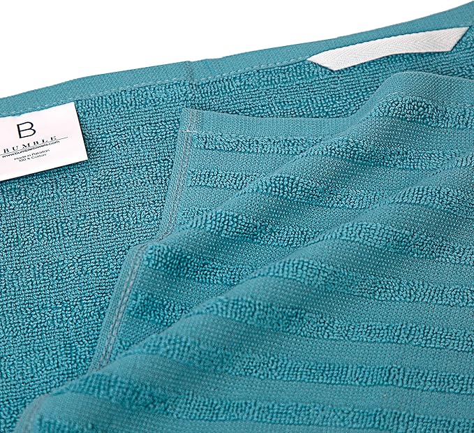 Premium Kitchen Towels (20”x 28”, 6 Pack) | Large Cotton Hand Dish Flat & Terry Towel Highly Absorbent Tea Set with Hanging Loop Aqua