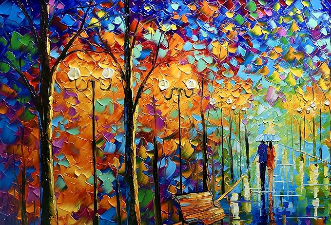 Tyed art- Large Contemporary Wall Art Landscape Oil Painting On Canvas palette knife Textured Tree Painting hand-painted Acrylic Abstract Landscape wall art modern canvas painting 30x60inch