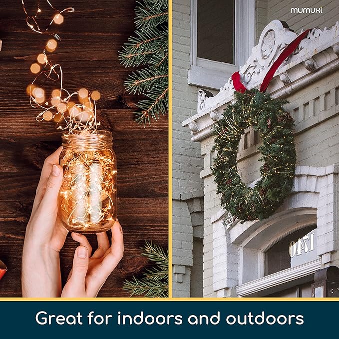 MUMUXI 24 Pack 7.2ft Fairy Lights Battery Operated String Lights, 20 Mini Battery Powered LEDs for Centerpiece Table Decorations, Wedding Party Bedroom Mason Jar Christmas, Warm White