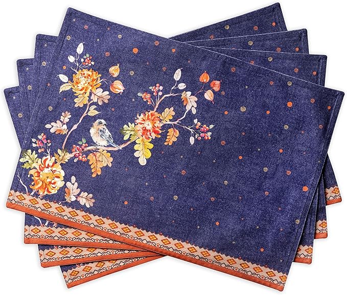 Maison d' Hermine Placemats Set of 4 100% Cotton Washable Cloth Place Mats, Reusable Table Mats for Kitchen Dining Decoration, Party, Wedding, Restaurant (Kelim - Infinity, 13" x 19")