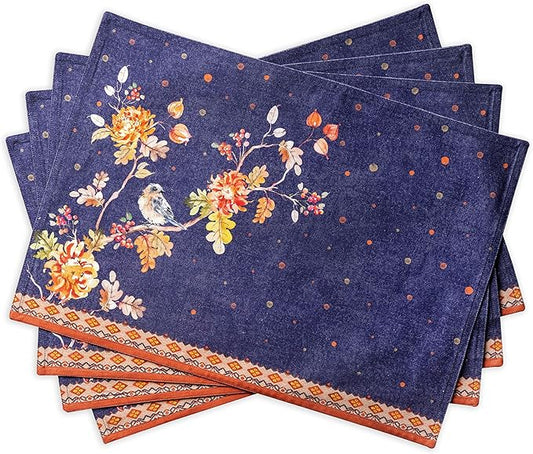 Maison d' Hermine Placemats Set of 4 100% Cotton Washable Cloth Place Mats, Reusable Table Mats for Kitchen Dining Decoration, Party, Wedding, Restaurant (Kelim - Infinity, 13" x 19")