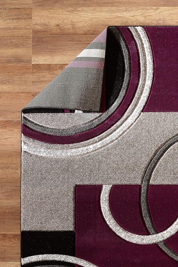 GLORY RUGS Area Rug 2x3 Door Mat Purple Geometric Soft Floor Carpet with Premium Fluffy Texture for Indoor Living Dining Room and Bedroom Area