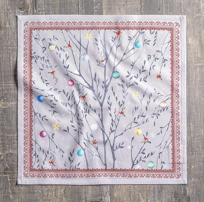 Maison d' Hermine Cloth Napkins Set of 4 100% Cotton Everyday Reusable Square Napkins Cloth Washable, Dinner, Party, Wedding, Restaurant (Fairy Christmas, 20" x 20")