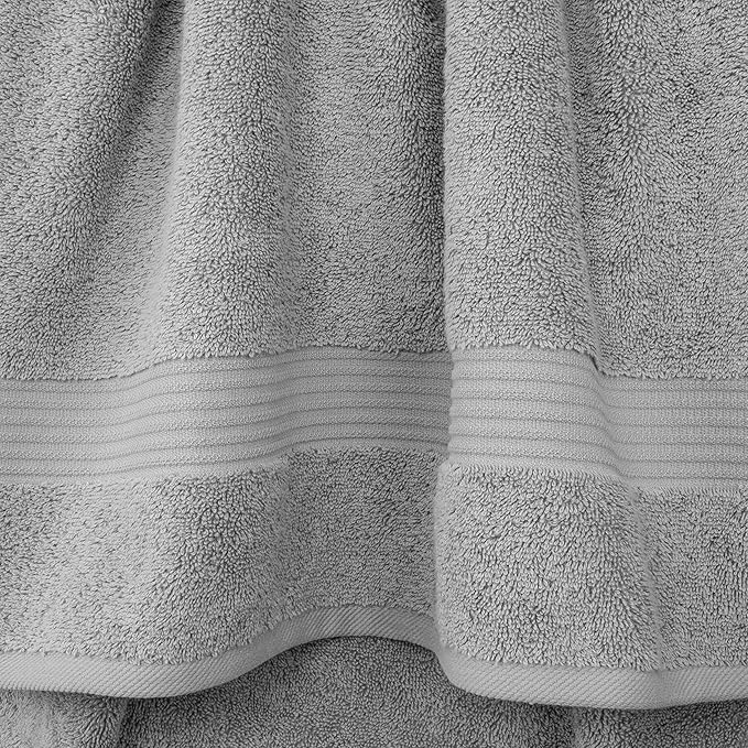 Cotton Paradise 6 Piece Towel Set 100% Cotton Soft Absorbent Turkish Towels for Bathroom 2 Bath Towels 2 Hand Towels 2 Washcloths Light Gray Towel Set