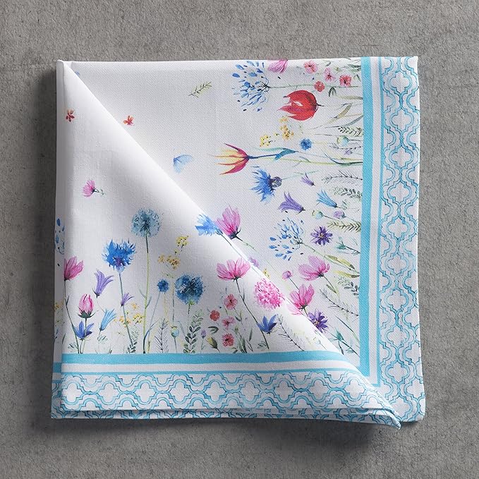 Maison d' Hermine Cloth Napkins Set of 4 100% Cotton Everyday Reusable Square Napkins Cloth Washable, Dinner, Party, Wedding, Restaurant, Spring/Summer (Flower in The Field, 20" x 20")