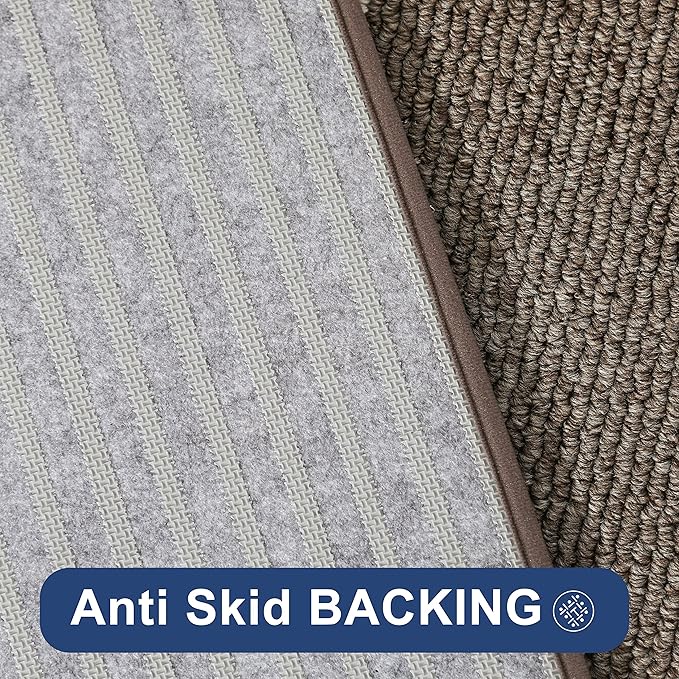 COSY HOMEER Kitchen Rugs Non-Slip 20x30/20x48 Inch Thick Polypropylene Standing Mat for Home Machine Washable, Brown Frame