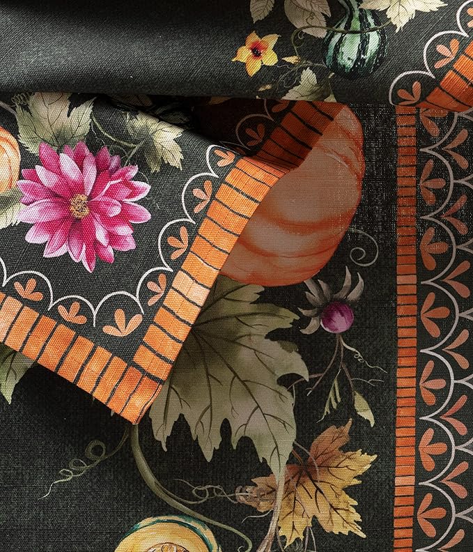 Maison d' Hermine Cloth Napkins Set of 4 100% Cotton Everyday Reusable Square Napkins Cloth Washable, Dinner, Party, Wedding, Restaurant (Pumpkin Garden - Dark Green, 20" x 20")