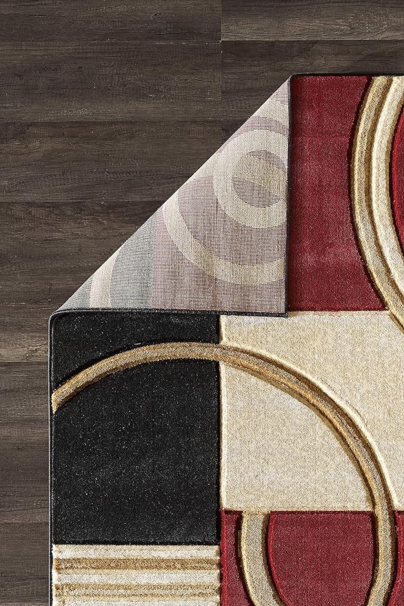 GLORY RUGS Area Rug Modern 5x7 Dark Red Soft Hand Carved Contemporary Floor Carpet with Premium Fluffy Texture for Indoor Living Dining Room and Bedroom Area.