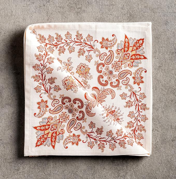 Maison d' Hermine Cloth Napkins Set of 4 100% Cotton Everyday Reusable Square Napkins Cloth Washable, Dinner, Party, Wedding, Restaurant (Cachemire, 20" x 20")