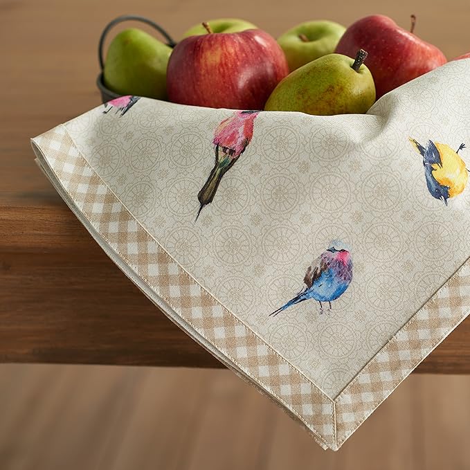 Maison d' Hermine Cloth Napkins Set of 4 100% Cotton Everyday Reusable Square Napkins Cloth Washable, Dinner, Party, Wedding, Restaurant, Spring/Summer (Birdies On Wire, 20" x 20")