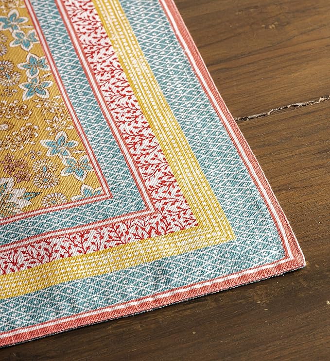 Maison d' Hermine Placemats Set of 4 100% Cotton Washable Cloth Place Mats, Reusable Table Mats for Kitchen Dining Decoration, Party, Wedding, Restaurant Spring/Summer (Marquise, 13" x 19")