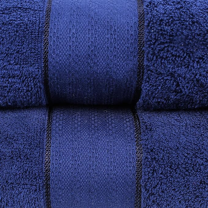 GLAMBURG 700 GSM Premium Cotton 2-Pack Oversized Extra Large Bath Sheet Set - 100% Combed Cotton - 2 Bath Sheets 35x70 - Luxury Hotel & Spa Quality - Durable Ultra Soft Highly Absorbent - Navy